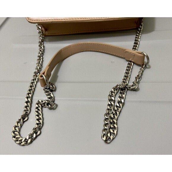 Zara TRF Light Pink Tan Crossbody Handbag Silver Chain Studded Purse Clutch - Picture 7 of 8